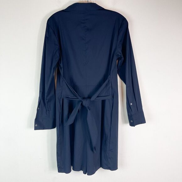 Theory NWOT Stretch Cotton Tie Waist Romper Navy Blue Size 4 - Picture 3 of 6